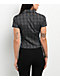 Pretty Garbage Colette Navy Plaid Crop Button Up Shirt - Thumbnail image 2 of 3