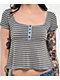 Pretty Garbage Juno Blue Henley Crop T-Shirt - Thumbnail image 3 of 3