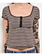 Pretty Garbage Juno Brown Henley Crop T-Shirt - Thumbnail image 3 of 3