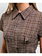 Pretty Garbage Lorane Brown Plaid Crop Button Up Shirt - Thumbnail image 3 of 3