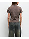 Pretty Garbage Lorane Brown Plaid Crop Button Up Shirt - Thumbnail image 2 of 3