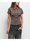Pretty Garbage Lorane Brown Plaid Crop Button Up Shirt - Thumbnail image 1 of 3