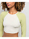 Quiksilver Pipeline Green & White Long Sleeve Crop Swim Top - Thumbnail image 3 of 6