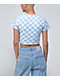 Ragged Priest Blue & White Checkerboard Ringer Crop T-Shirt - Thumbnail image 2 of 3