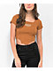 Ragged Priest Corset Hem Brown Crop Top - Thumbnail image 1 of 3