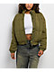 Rebel Veil Cable Knit Green Puffer Jacket - Thumbnail image 1 of 6
