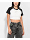 Reebok Classics Sparkle Black & White Raglan Crop T-Shirt - Thumbnail image 1 of 3