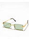 Rimless Braid Green & Gold Rectangle Sunglasses - Thumbnail image 1 of 3