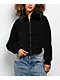STOOSH Faux Fur Black Corduroy Crop Bomber Jacket - Thumbnail image 1 of 6