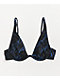SWIXXZ Blue Thunder top de bikini de triángulo negro con aros