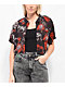 SWIXXZ Monster Pattern Black Crop Button Up Shirt - Thumbnail image 1 of 2