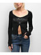 SWIXXZ Rhinestone Flyaway Black Long Sleeve T-Shirt - Thumbnail image 1 of 5