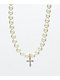 Saint Midas collar de cadena de perlas y diamantes en forma de cruz