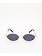 Slim Oval Black & Gold Sunglasses - Thumbnail image 2 of 3