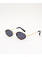 Slim Oval Black & Gold Sunglasses - Thumbnail image 1 of 3