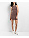 Spicychix Brown Ribbed Bodycon Dress - Thumbnail image 4 of 6