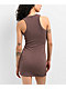 Spicychix Brown Ribbed Bodycon Dress - Thumbnail image 2 of 6