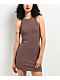 Spicychix Brown Ribbed Bodycon Dress - Thumbnail image 1 of 6