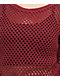 Spicychix Burgundy Open Knit Long Sleeve Crop Sweater - Thumbnail image 4 of 4