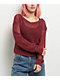 Spicychix Burgundy Open Knit Long Sleeve Crop Sweater - Thumbnail image 1 of 4