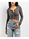 Spicychix Grey Button Up Long Sleeve Top - Thumbnail image 1 of 6