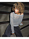 Spicychix Grey Open Knit Long Sleeve Crop Sweater - Thumbnail image 5 of 5