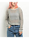 Spicychix Grey Open Knit Long Sleeve Crop Sweater - Thumbnail image 1 of 4