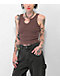 Spicychix Horseshoe Brown Ribbed Crop Tank Top - Thumbnail image 1 of 3