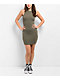 Spicychix Olive Ribbed Bodycon Dress - Thumbnail image 3 of 5