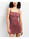 Spicychix Ruched Mauve Mini Dress - Thumbnail image 1 of 3