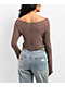 Spicychix Slub Brown Long Sleeve Top - Thumbnail image 2 of 6