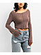 Spicychix Slub Brown Long Sleeve Top - Thumbnail image 1 of 6