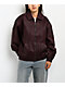 Stitch Fusion Distressed Burgandy Bomber Jacket - Thumbnail image 1 of 7