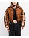 Stitch Fusion Stripe Brown Crop Puffer Jacket - Thumbnail image 6 of 6