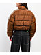 Stitch Fusion Stripe Brown Crop Puffer Jacket - Thumbnail image 2 of 6
