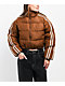 Stitch Fusion Stripe Brown Crop Puffer Jacket - Thumbnail image 1 of 6