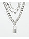 Stone + Locket Lock & Chain 18" Silver Layered Necklace Pack - Thumbnail image 1 of 2