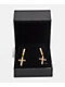 The Gold Gods Yellow Gold Diamond Cross Hoop Earrings - Thumbnail image 2 of 3