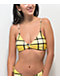 Trillium Cher Yellow & Black Plaid Triangle Bikini Top