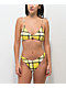 Trillium Cher parte inferior de bikini de corte alto a cuadros amarillos y negros