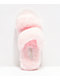 Trillium Pink Furry 2 Strap Slide Sandals