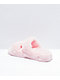 Trillium Pink Furry 2 Strap Slide Sandals
