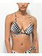 Trillium Raven Triangle Parte superior de bikini a cuadros blancos y negros