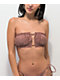 Trillium Zoey Square Scrunch Bandeau parte superior de bikini marrón