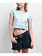 True Religion 02 Logo Notch Light Blue Crop T-Shirt - Thumbnail image 1 of 3