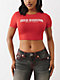 True Religion Anniversary Crystal Spicy Red Crop T-Shirt - Thumbnail image 1 of 4