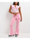 True Religion Appliqué Ribbed V Notch Pink Crop T-Shirt - Thumbnail image 4 of 4