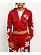 True Religion Applique Shrunken Red Crop Zip Hoodie - Thumbnail image 1 of 8