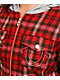 True Religion Applique Shrunken Red Plaid Flannel Crop Zip Hoodie - Thumbnail image 4 of 6