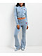 True Religion Big T Logo Blue Wash Crop Zip Hoodie - Thumbnail image 4 of 4